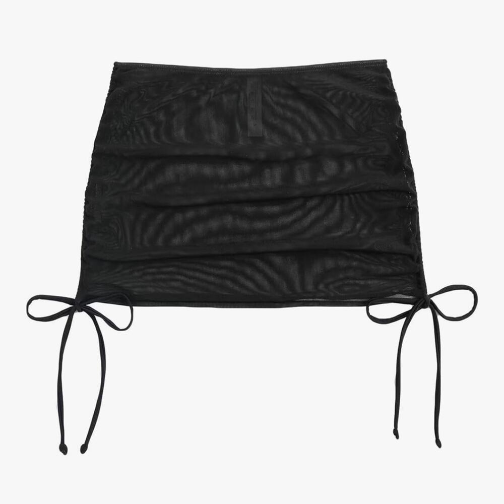 Black Knit Sheer Bikini Cover up Skirt size XS NEW